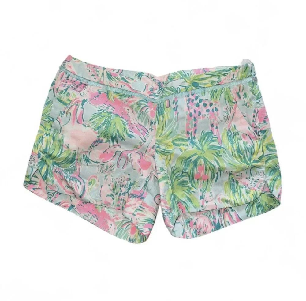 Lilly Pulitzer Women’s On Parade Pink Green Elephant Adie Chino Shorts Size 10